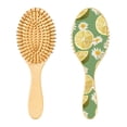 thumbnail image 7 of Natural Wooden Round Hair Brush - Wooden Cushion Massage Comb for Straight and Curly Hair, Promotes Scalp Blood Circulation,Lemon-patterned, 7 of 7