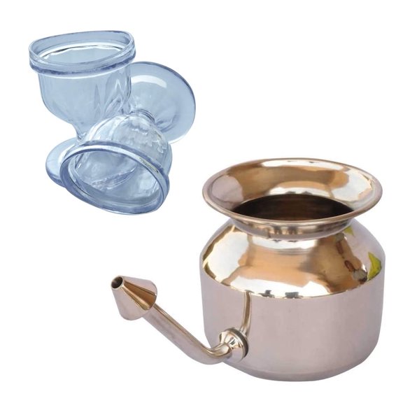 SoulGenie SteloKleen Stainless Steel Nasal Irrigator Neti Pot PLUS ChillEyes Eye Wash Cups (2 Pcs.)