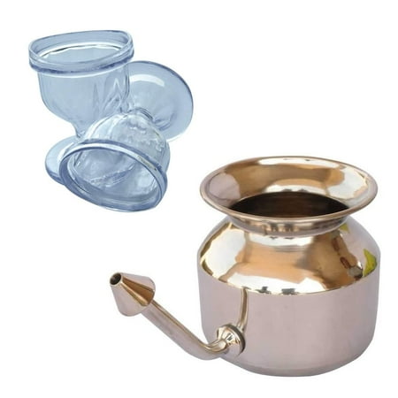 SoulGenie SteloKleen Stainless Steel Nasal Irrigator Neti Pot PLUS ChillEyes Eye Wash Cups (2 Pcs.)