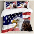 thumbnail image 3 of American Flag Duvet Cover Set Twin Size, Eagle on Foreground Banner Pride History Solidarity Martial Identity Symbol, Decorative 2 Piece Bedding Set with 1 Pillow Sham, Multicolor, by Ambesonne, 3 of 3