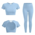 thumbnail image 4 of Aofany Workout Sets for Women 2 Piece Tracksuit Set Athletic Yoga Outfits Stretchy Yoga Workout Set Comfortable Gym Leggings And Short Sleeve Top Set, 4 of 5