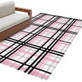 thumbnail image 2 of 3x5 Area Rugs, Pink Black Plaid Non-Skid Rubber Backing Large Rectangle Rugs - Living Room Bedroom Home Office, Farmhouse Pink Black Checkered Indoor Floor Mat Carpets Washable Rug, 2 of 9