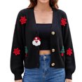 thumbnail image 5 of Enjoytime Knit Cardigan for Women Christmas Print Long Sleeve Sweater Coat Fall Winter Cozy V-Neck Button Down Outerwear, 5 of 6