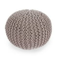 thumbnail image 7 of GDF Studio Poona Modern Handmade Fabric Knit Round Pouf, Brown, 7 of 7