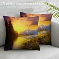 thumbnail image 3 of Creowell Flowers Sunset Lake Pillow Cases with Zipper Home Decor for Living Room Bedroom Bed Cushion Outdoor Throw Pillow Cover Autumn Printed on Both Sides 1PC 12x12in, 3 of 5