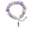 thumbnail image 2 of Delight Jewelry Silvertone 3-D Feather Purple Butterfly Bead Charm Bracelet, 7"+1" Extender, 2 of 5