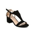 thumbnail image 1 of New Women Nature Breeze Roxane-01 Faux Suede Open Toe T-Strap Chunky Heel Sandal, 1 of 5