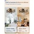 thumbnail image 2 of Zardon Low Profile Ceiling Fan with Light and Remote, 16" Flush Mount Black and Gold Wood Grain, 6-Speed Quiet DC Motor, 1021 CFM, for Indoor Use, ETL Certified, 2 of 7