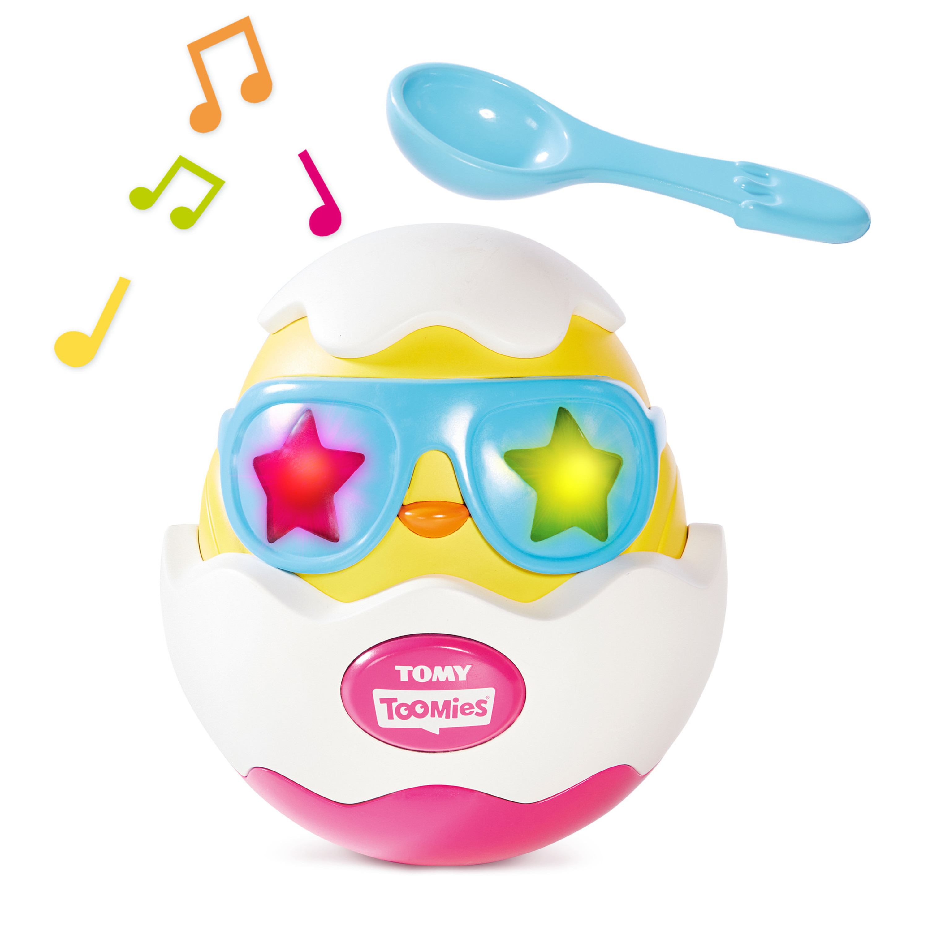 TOMY Beat It! Musik-Küken – Buntes Musikspielzeug Ab 18 Monate, Mit Löffel, Lichteffekten, 4 Modi, Fördert Motorik & Sinne