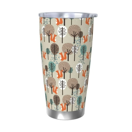

Cauagu Squirrels and Trees Pattern 20oz Tumbler Stainless Steel Vacuum Insulated Tumbler with Lid Insulated Coffee Mug Thermal Cup with Splash Proof Sliding Lid-Without Straw