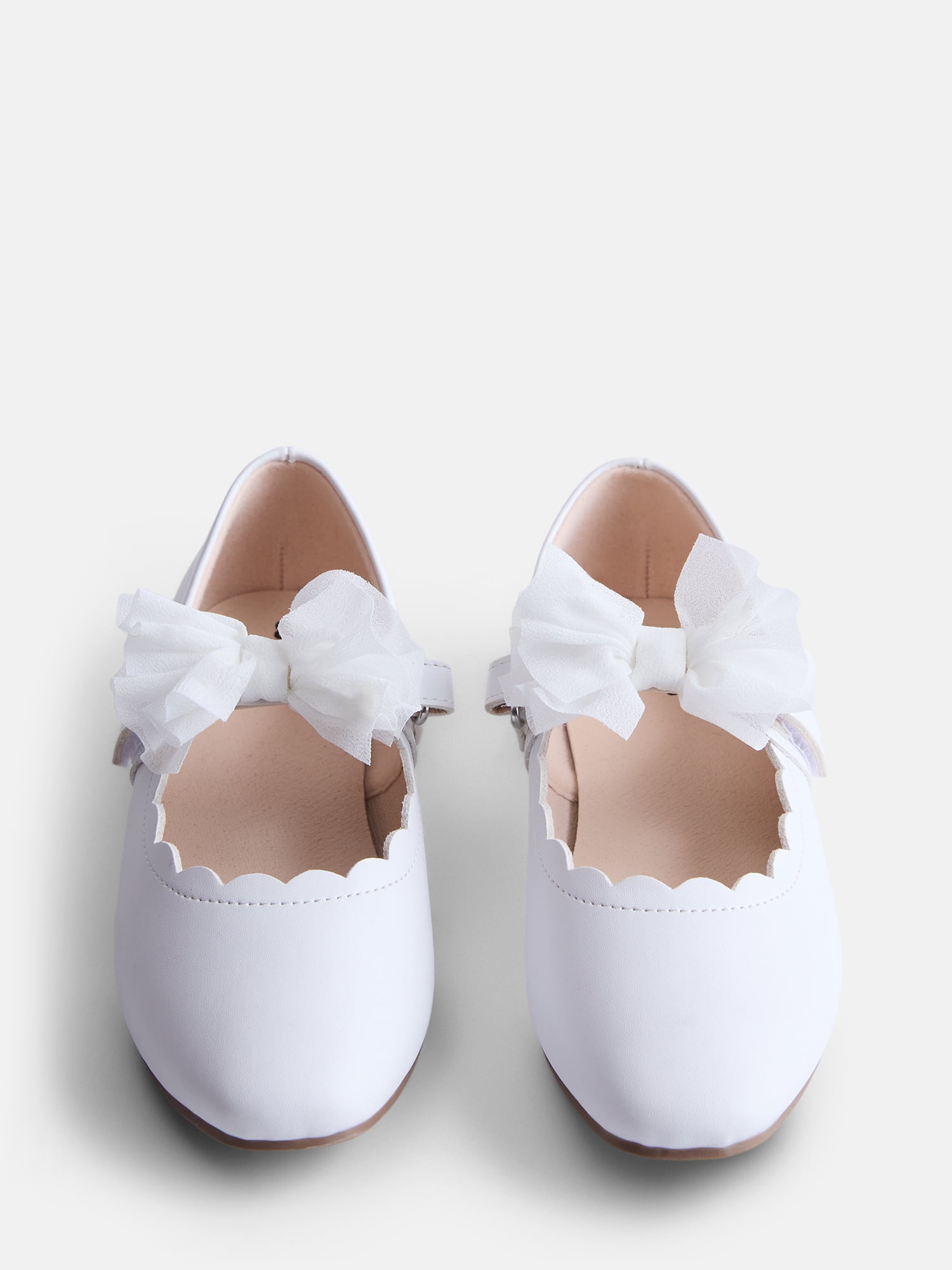 Wonder Nation Little Girls and Big Girls Scallop Ballet Flats with Tulle Bow