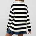 thumbnail image 3 of felwors Women's Oversized Striped Polo Sweatshirt Long Sleeve Rugby Collared Pullover Tops Loose Fit Shirt Black, L, 3 of 5