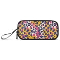 thumbnail image 2 of Large Pencil Case 3 Compartment Pencil Pouch Portable Pen Bag for Teen Adults Pink Yellow Leopard, 2 of 8