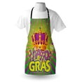 thumbnail image 3 of Mardi Gras Apron Antique Crown on Vintage Radial Backdrop Lettering with Checkered Pattern, Unisex Kitchen Bib Apron with Adjustable Neck for Cooking Baking Gardening, Purple Gold Green, by Ambesonne, 3 of 3