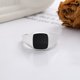 thumbnail image 5 of Anillo abierto estilo hip hop estilo punk tendencia plata S925 gota negra pegamento cuadrado redondo, 5 of 6