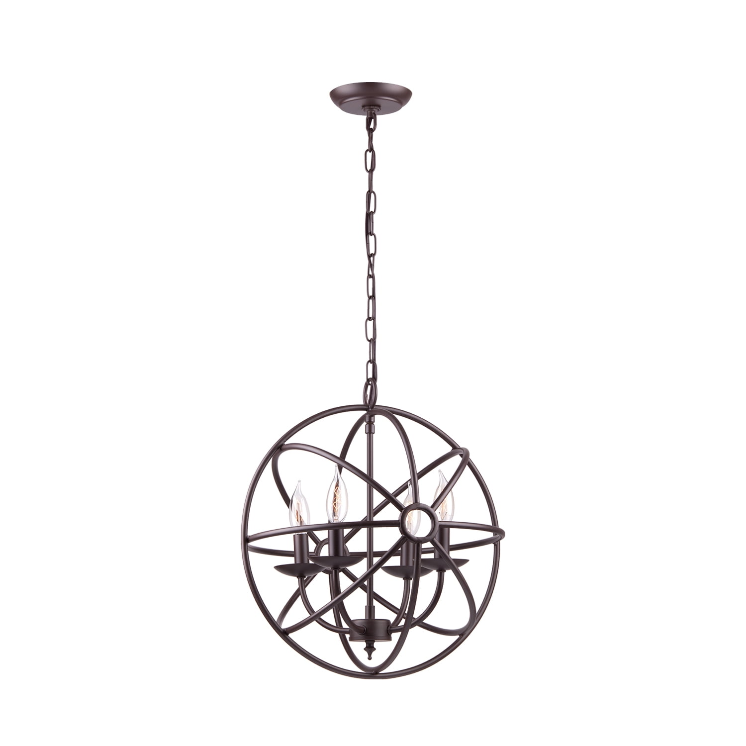 Globe Electric 15" 4Light Dark Bronze Sphere Chandelier, 64679
