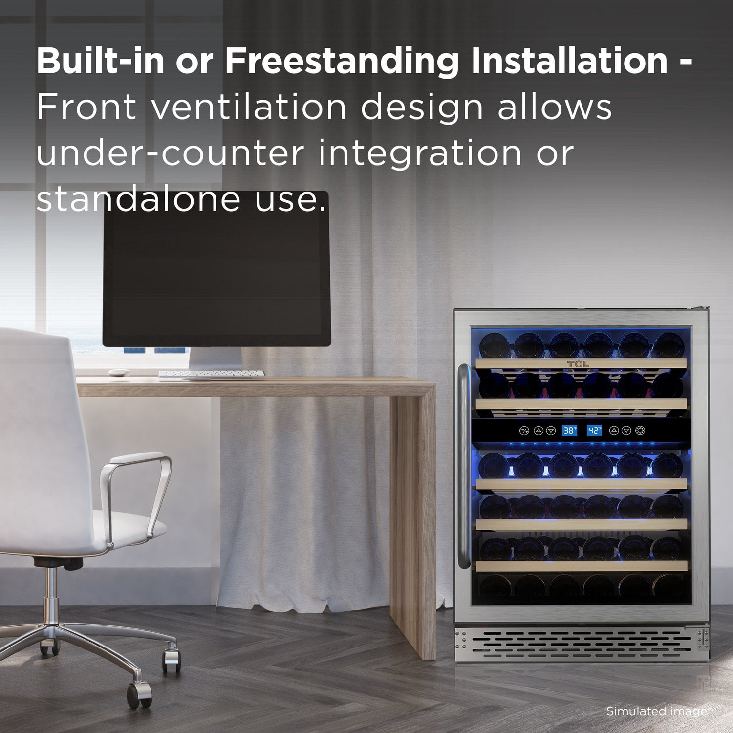 TCL Stainless Steel Single Door 46 Bottle Wine Cooler for Kitchen, Bedroom & Office, 5.1 Cu. Ft.