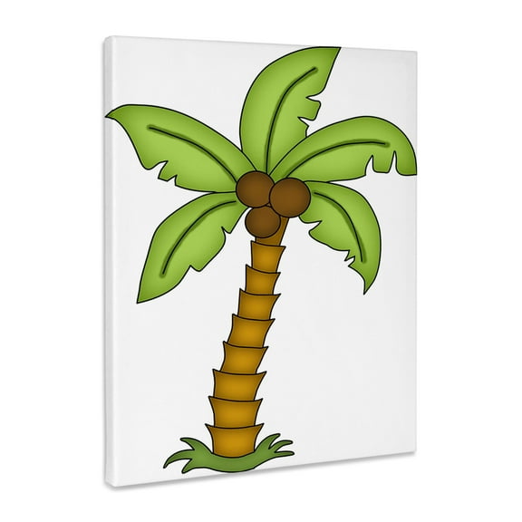 3dRose, Cute Green Palm Tree With Coconuts Illustration, Museum Grade Canvas Wrap 11x14