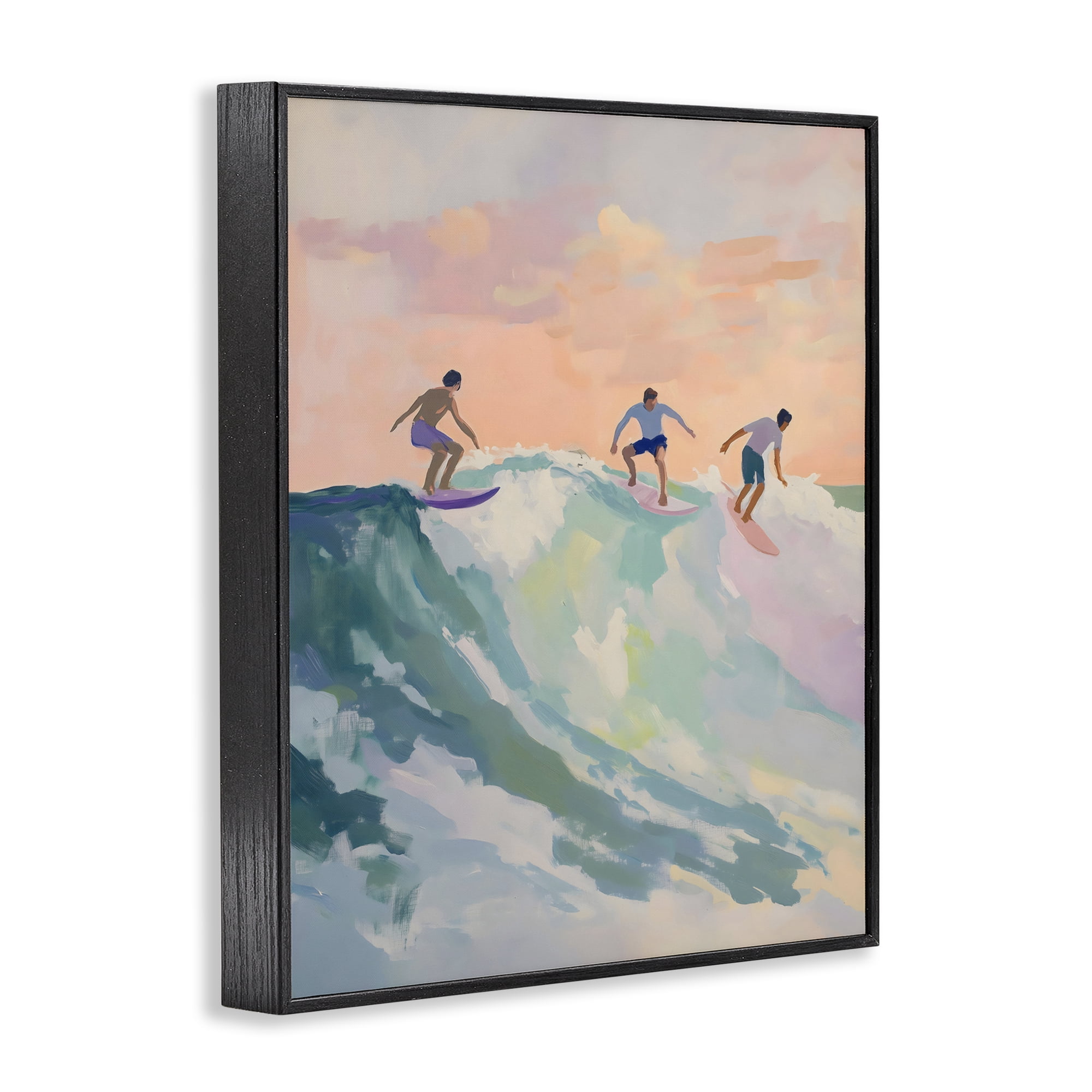 Stupell Industries Group of Surfers at Sunset Black Framed Giclee Art, design by The Prints Vibe