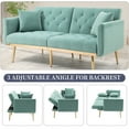 thumbnail image 3 of Velvet Upholstered Tufted Loveseats Sleeper Sofa With Rose Golden Legs Mint Green, 3 of 5