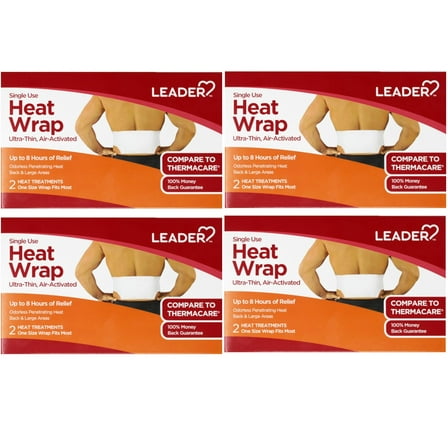 Leader Heat Wrap, Ultra-Thin, Air-Activated, Single Use, Back & Large Areas 2 ea - 4 Pack