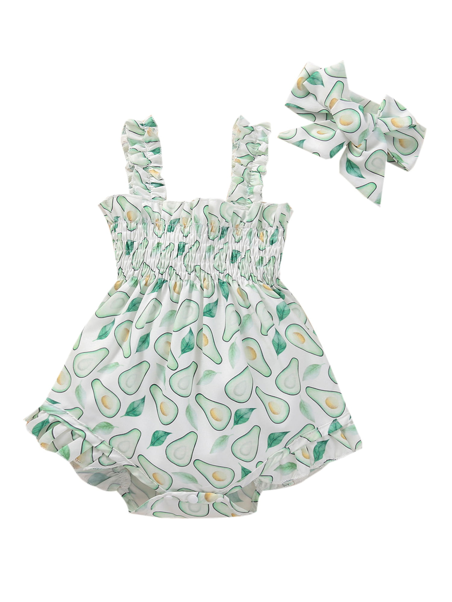 2Pcs Newborn Infant Toddler Girls Onesies Bodysuits Cute Floral Print Sleeveless Summer Romper Headband Clothes Set