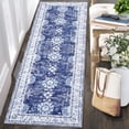 thumbnail image 6 of Haperlare Area Rugs Washable Rug Vintage Rug Traditional Rug Foldable Thin Rug for Bedroom Living Room, 2' x 6' Navy Blue, 6 of 7
