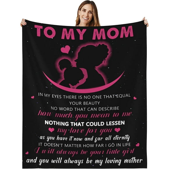 Couvertures Jetées pour Ma Mère, Couverture en Flanelle pour Canapé Cadeaux pour Mère, Cadeaux d'Anniversaire pour Maman Couverture avec Mère Aimante, Couverture Cadeau pour Maman de la Part de Fille Fils (50x 60 Pieds')