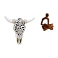 thumbnail image 1 of Escultura de cabeza de toro tribal y estatua de pensador abstracto, adorno artístico para colgar en la pared, para oficina, granja, dormitorio, bar, b, 1 of 8