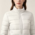 thumbnail image 5 of Smsaxvxz Women's Puffer Jacket Casual Quilted Packable Lightweight Zip Up Coats Long Sleeve Windproof Winter Warm Outerwear White L, 5 of 6