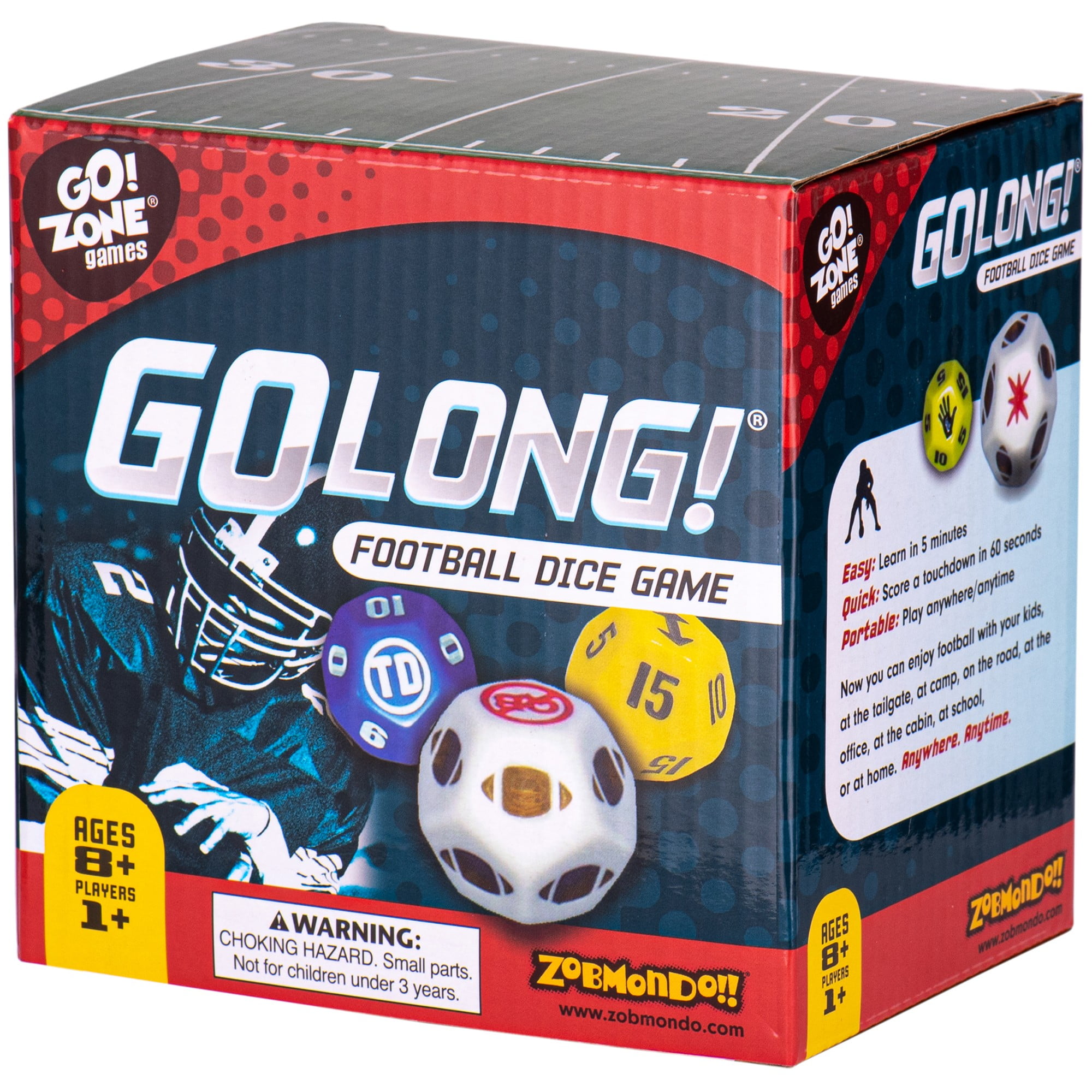 GoLong Football Dice Game by Zobmondo!! Fun football math dice game for