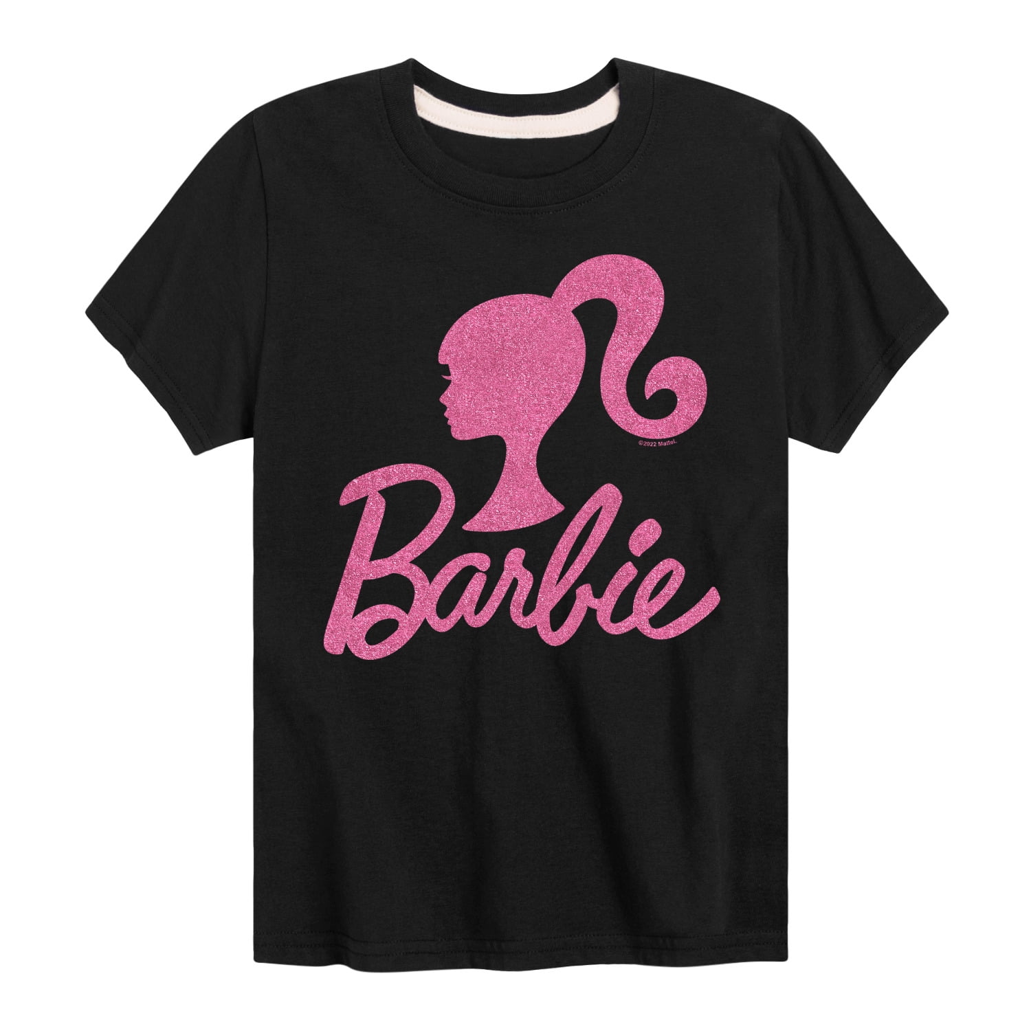 Barbie - Barbie Logo Pink Glitter Transfer - Toddler And Youth Short ...