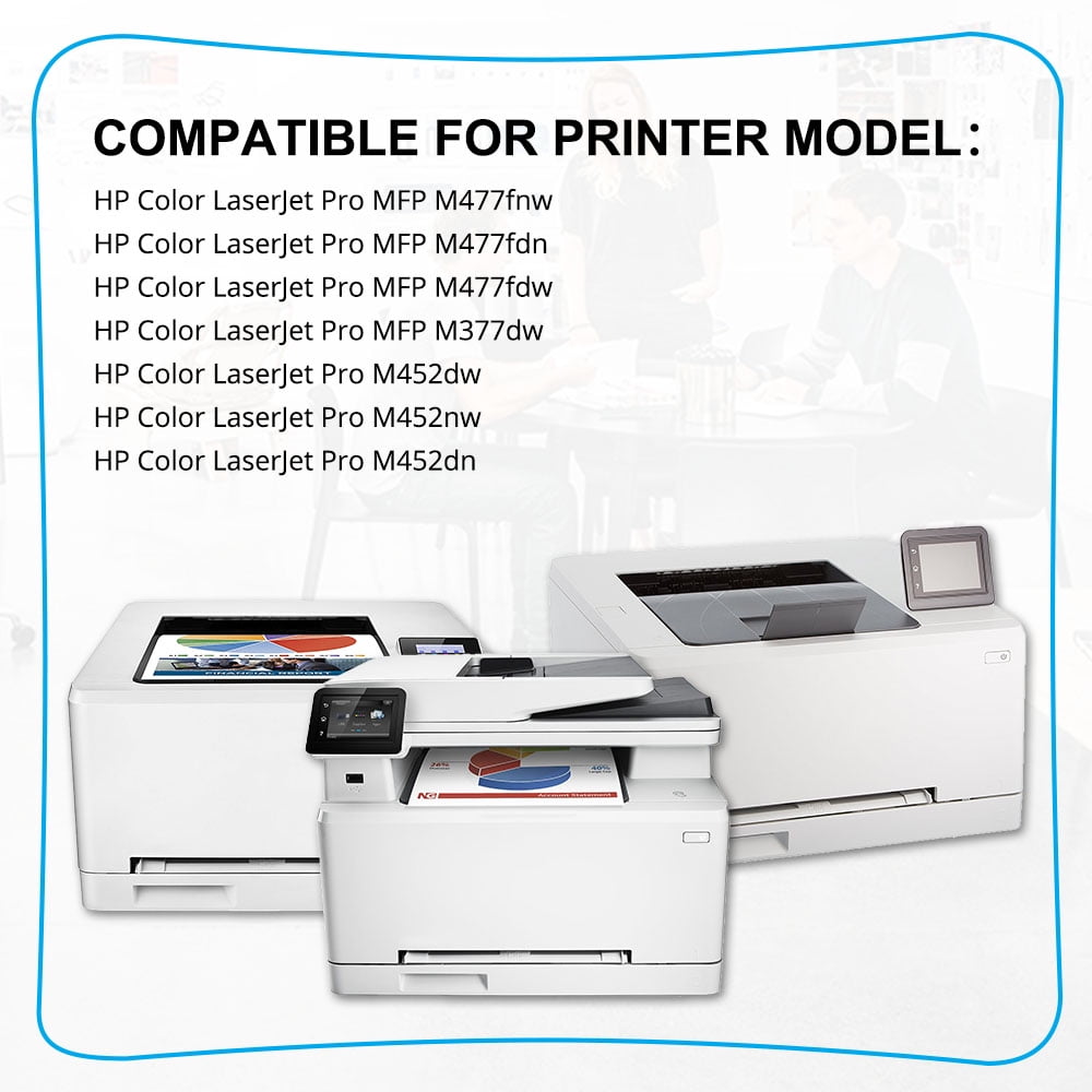 410X Toner Cartridge Compatible for Color Laserjet Pro MFP M477fnw M477fdw M452dn 410A 410X CF410A CF410X | M477fdn M452nw M477 M452 M377 Printer Ink (Black Cyan Yellow Magenta, 5-Pack)