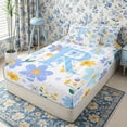 thumbnail image 2 of Meiyoeat Pretty Floral Letter R Zipper Twin Comforter Sets with Fitted Sheet and 2 Pillowcases for Girls Juniors, Charming Print Zipper Bedding Set, Light Blue Yellow White,4-Piece, 2 of 6