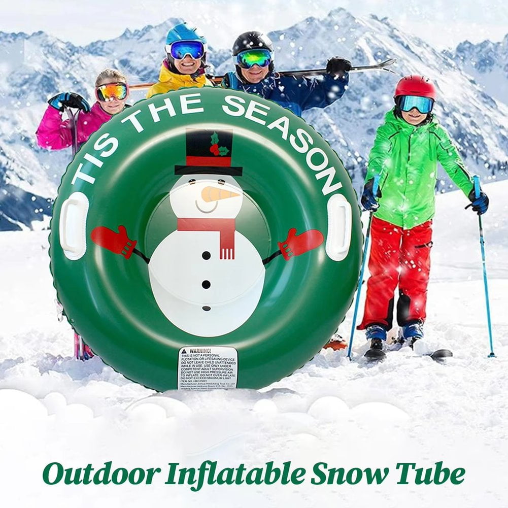 Snow Tube, Inflatable Snow Sled for Kids and Adult, Thickened Heavy Duty Hard Bottom Sleds for Snow, Winter Toys for Outdoor Sledding Snow Sports