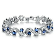 Fashionable Blue Sapphire Bracelet Jewelry in Two Lengths With Gift Box