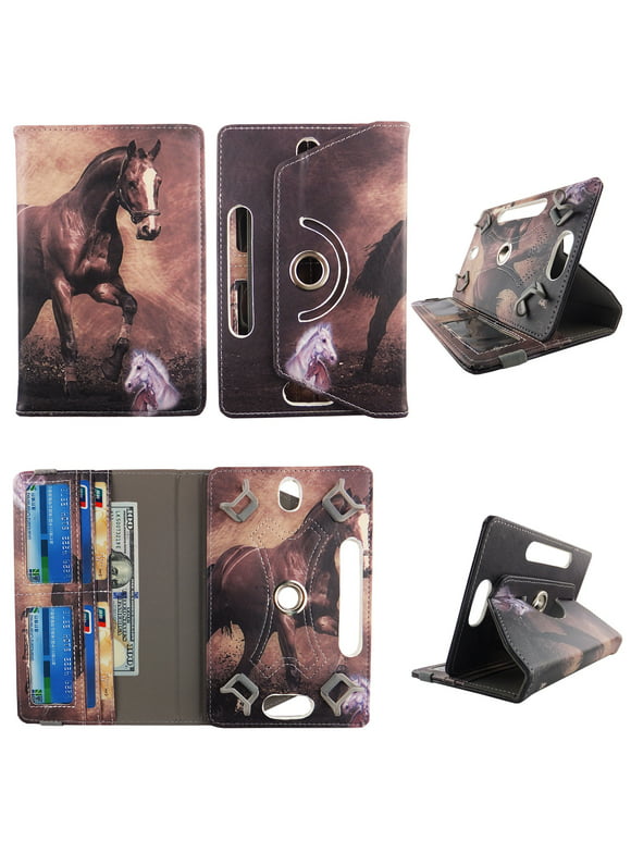 Brown Horse tablet case 7 inch for Kurio 7" 7inch android tablet cases 360 rotating slim folio stand protector pu leather cover travel e-reader cash slots