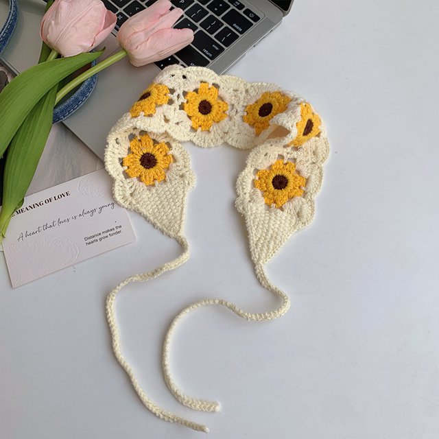 Banda para el cabello de ala ancha tejida a crochet para mujer, linda y decorativa banda para el cabello, bolso, pañuelo para la cabeza, sombrero, accesorios para el cabello tejidos