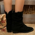 thumbnail image 5 of Ankle Boots for Women Fashion Suede Round Toe on Heel Platform Mid Calf Boots Comfortable Casual Winter Booties Flock 36 Size, 5 of 5