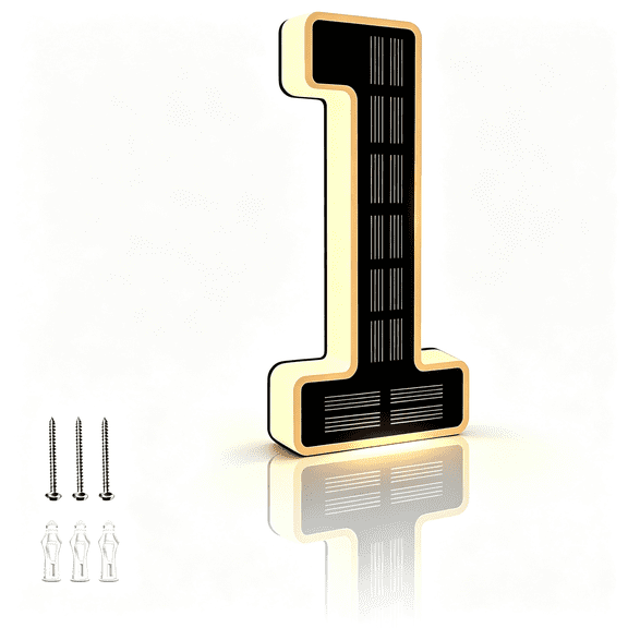 GJX 6.7" Solar Powered House Numbers for Outside Light Up,Waterproof Modern Led Backlit Address Signs,300Lm Large Exterior Illuminated Number Plate for Home,Apartment,Mailbox (6.7")