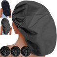 thumbnail image 1 of Sheomern 3 gorros de ducha súper jumbo ajustables con forro de satén para cabello largo y trenzas, gorro de ducha extra grande para mujeres y hombres, gorro de ducha XXL con borde impermeable para ras, 1 of 5