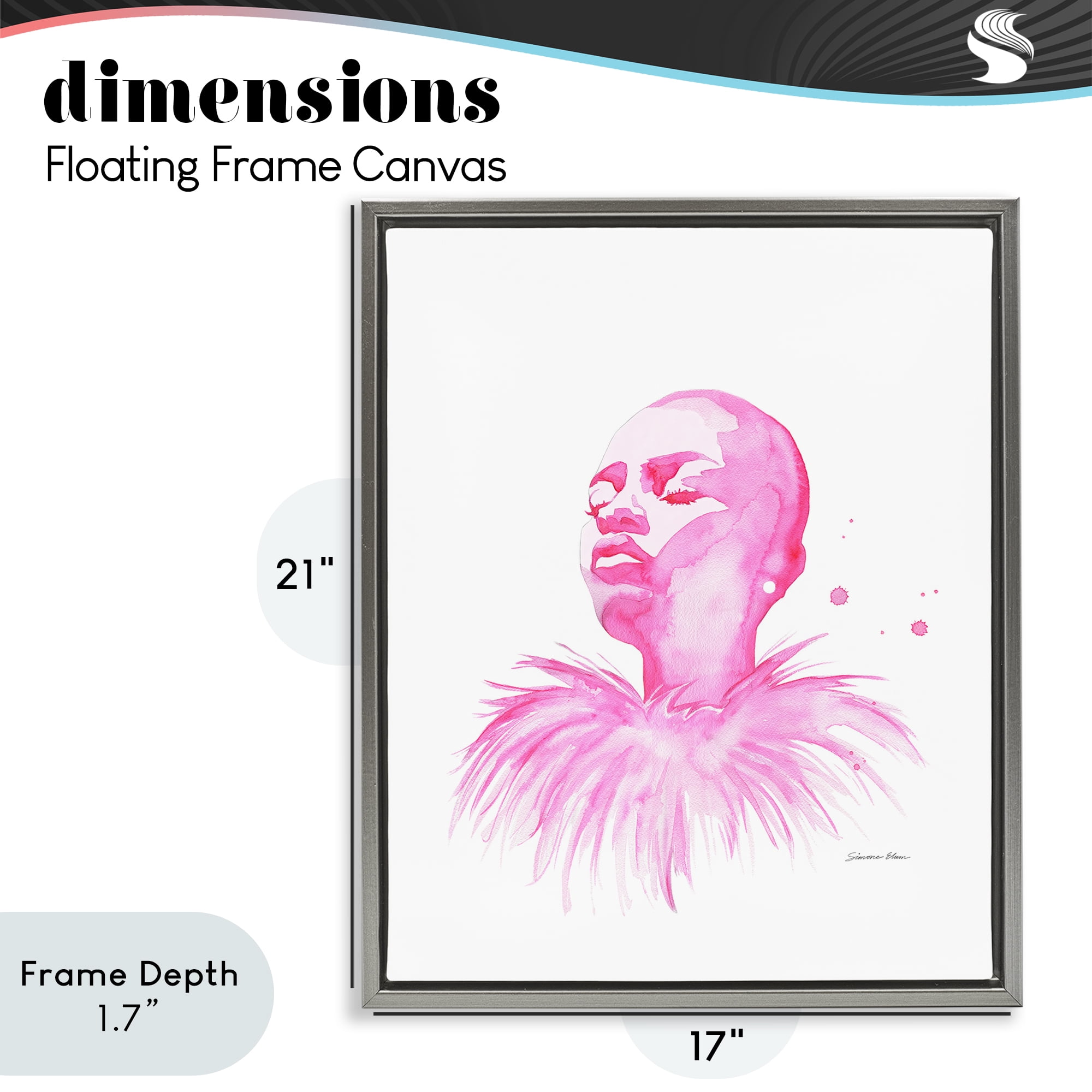 Stupell Industries In A Pink Mood Portrait Gray Framed Floater Canvas Wall Art, design by Simone Elum