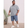 thumbnail image 2 of DARING DIVA Men's Big Tall Contrast Color Short Sleeve Button Down Polo 6XL Light Gray, 2 of 7