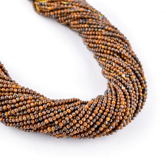 QNAVIC Natural Tiger's Eye Gemstone Micro Faceted Rounds Beads Strand Drilled Stone Chakra Healing Crystals DIY Jewelry Making Wholesale Bulk Loose Supply Strand 30 Centimeter (1 Strand)