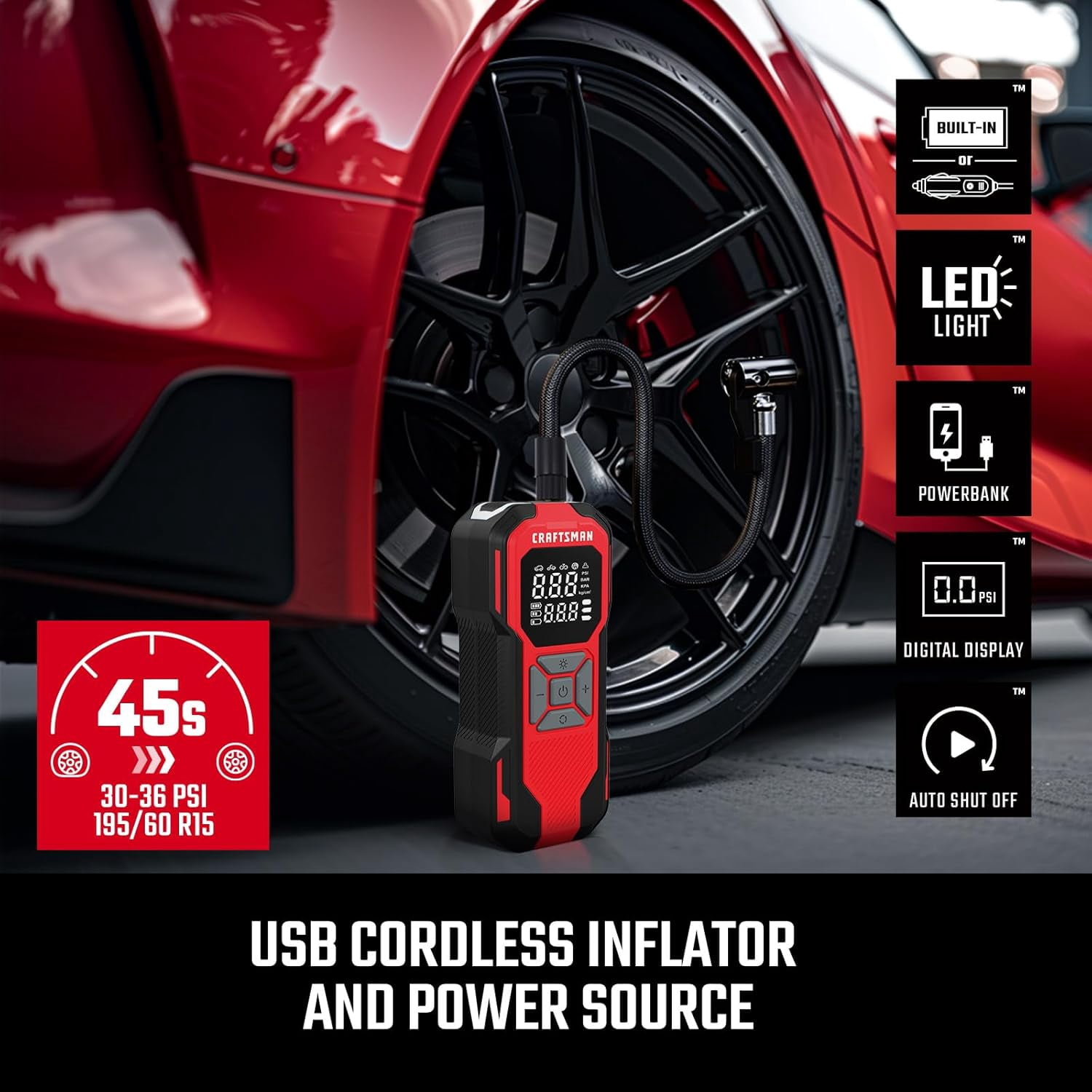 CRAFTSMAN Portable 12-volt Air Inflator (Power Source: Battery )