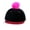 Hot Pink Faux Croc Bill/Black, variant on Unisex Style Faux Fur Pom Pom Snapback Flat Bill Cap Hat - Silver Glitter on Red