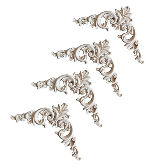 FOMIYES Door Corner Accent Decor Wooden Beige For Cabinet Wall 4Pcs 12.00X12.00X0.60In