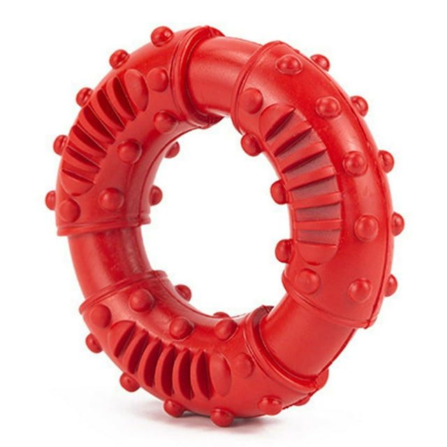 Dog Rubber Teeth Grinding Toy, Robust Dog Rubber Teeth Grinding Donut Interactive for Home Orange,Blue,Red