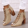 thumbnail image 2 of Heeled Dress Sandals for Women Ladies Bling Peep Toe Chunky Block High Heel Dressy Booties Spring Summer, 2 of 6