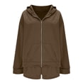 thumbnail image 5 of Costeam Womens Full Zip Hoodie 2 Piece Loungewear Set Side Hand Pockets Elastic High Waist Solid Color Oversized Sweatshirt Short Casual Tracksuit Outfit, 5 of 6